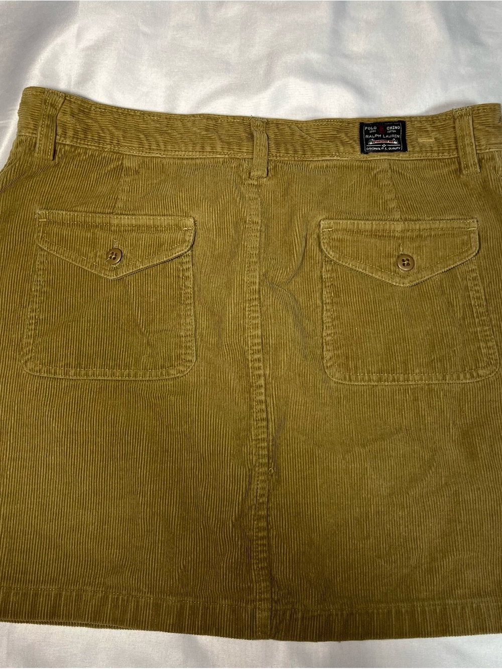 Ralph Lauren Sport Women’s Brown Corduroy Skirt Size 10 Cotton Chino Pockets